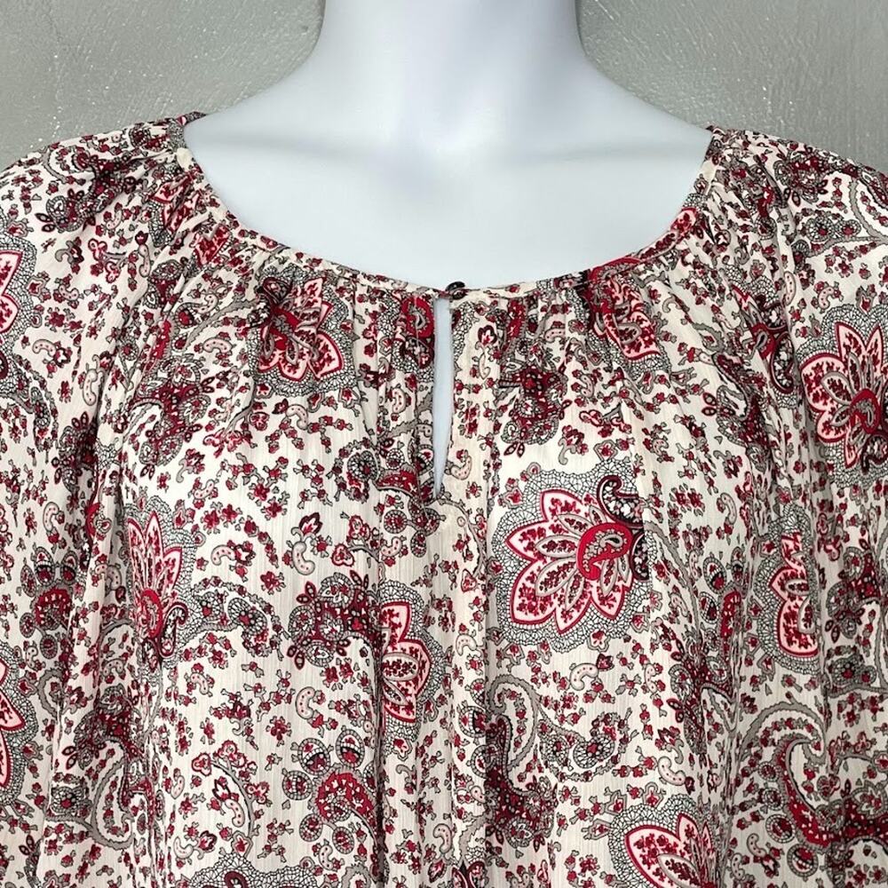 Chaps Peasant Top Plus Size 2X Paisley Country Boho Preppy Western Lightweight - Picture 3 of 10